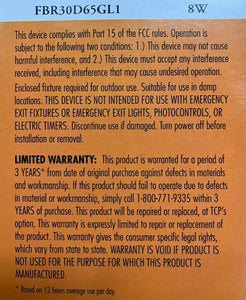 TCP FBR30D65GL1 650 Lumens Replaces 65 Watt with 8 Watts LED The Good Life Warm