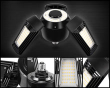 Load image into Gallery viewer, 125 Watt LED Adjustable 3 Blade Leaf E26 Standard Medium BASE 14000 Lumens Garage Shop Light