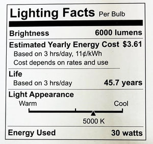 TCP FED28N15050E39CL 30W LED Glass Filament Lamp ED28 5000K 6000Lm 120-277V E39