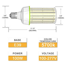 Load image into Gallery viewer, NGWL-100W LED 100 Watt Corn Bulb 14000LM E39 Choose 5000k 5700k 5YR Warranty