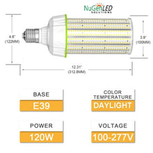 Load image into Gallery viewer, Outdoor Advertising NG-WL-120W14SX-578-W39 NuGen LED 120 Watt Corn Bulb 15400LM 5YR Warranty 120-277V 5700K